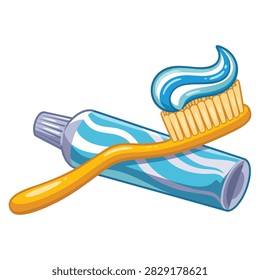 Toothbrush and paste illustration isolated on white background ideal for oral hygiene and dental care concepts