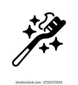 Toothbrush and Paste Line Icon, Outline Symbol for Oral Health, Dental Care, Morning Hygiene, Teeth Cleaning, and Cavity Prevention. Vector Sign Icon.