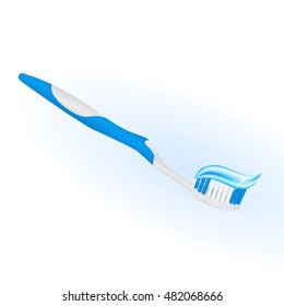 Toothbrush with Paste. Realistic vector illustration.