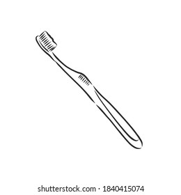 Toothbrush With Paste. Vector Drawing. Toothbrush, Vector Sketch Illustration