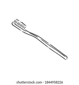 Toothbrush With Paste. Vector Drawing. Toothbrush, Vector Sketch Illustration