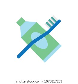 Toothbrush and paste vector icon color