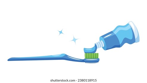 El Cepillo De dientes Con Pegado Es Una Herramienta Dental Vital. Limpia Efectivamente Los Dientes Y Borra La Ilustración Plaque, Vector