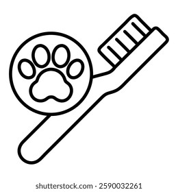 Toothbrush with paw print for pet dental hygiene