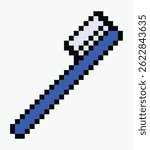 toothbrush pixel art icon vector illustration.
