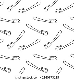 Toothbrush seamless pattern doodle outline vector. Texture for background, label, print, packaging, merchandise, book, storefront, poster, fabric, wrapping, textile.