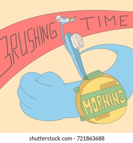 toothbrush shows that it's time to brush your teeth in the morning
