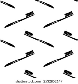 Patrón inconsútil de la historieta de la silueta del cepillo de dientes, Vector.