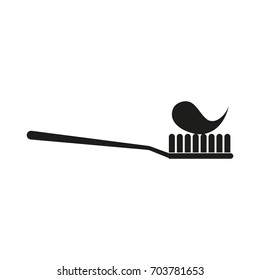 Toothbrush silhouettes Vector black icon on white background