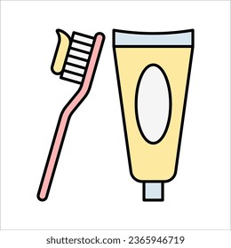 Toothbrush simple line icon vector illustration on white background