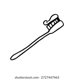 Boceto del cepillo de dientes en un fondo blanco