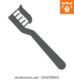 Toothbrush solid icon, glyph style icon for web site or mobile app, dentistry and hygiene, dental brush vector icon, simple vector illustration, vector graphics.
