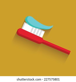 Toothbrush symbol on yellow background,clean vector