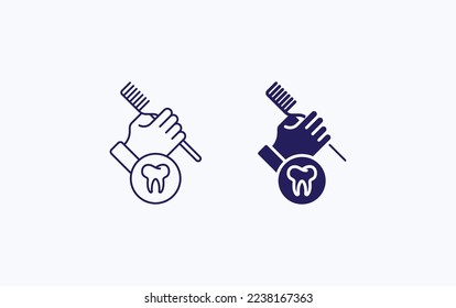 Icono de ilustración vectorial de limpieza de dientes