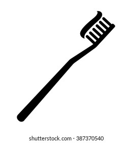 Toothbrush / tooth brush with toothpaste flat vector icon for apps and websites