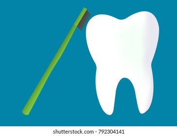 toothbrush and tooth. dental care. vector illustration