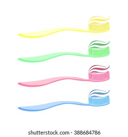 Toothbrush with tooth paste over it.Vector illustration.