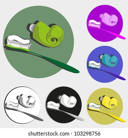  toothbrush and toothpaste (6 colorful variations)