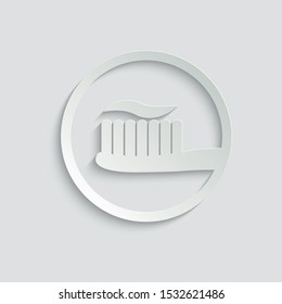  Toothbrush and toothpaste - black vector icon  paper icon