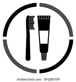 Toothbrush and toothpaste  - black vector icon