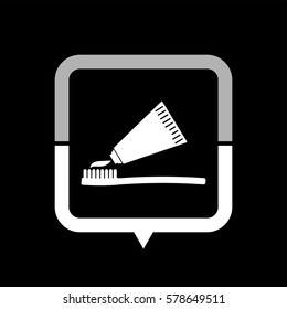 Toothbrush with toothpaste  - black vector icon