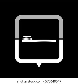 Toothbrush with toothpaste  - black vector icon