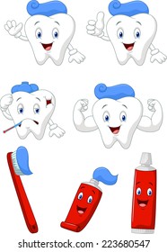 Toothbrush and toothpaste cartoon character collection