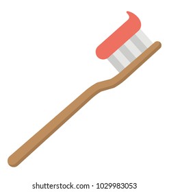 
A toothbrush with toothpaste, cavity protection flat icon
