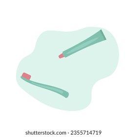 Toothbrush and toothpaste.
Concept
dental care and oral care. Flat vector illustration eps 10.