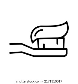 Toothbrush with toothpaste. Dental care concepts. Pictogram isolated on a white background. Vector illustration.