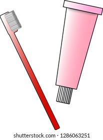 Toothbrush and toothpaste dental icons - vector