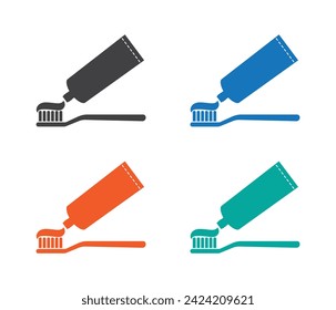  toothbrush with toothpaste dental medical icon