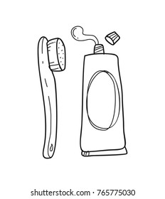 toothbrush and toothpaste doodle