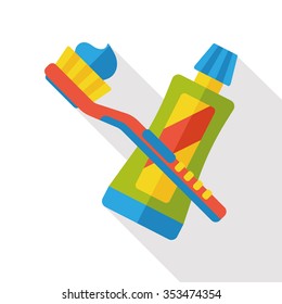 toothbrush and toothpaste flat icon