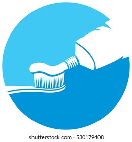 toothbrush and toothpaste flat icon