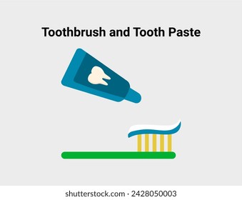 Toothbrush and toothpaste flat illustration. Dentistry and orthodontics vector illustration. Dental clinic services, stomatology, dentistry, orthodontics, oral health care and hygiene vector.