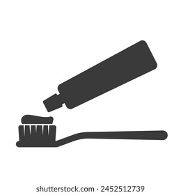 Zahnbürste mit Zahnpasta-Glyphensymbol isoliert auf weißem Hintergrund.Vektorillustration