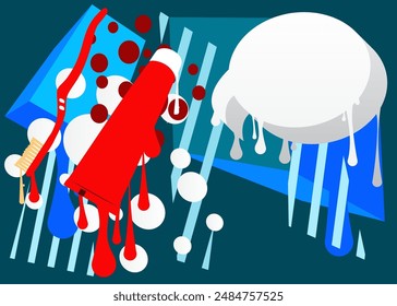 Toothbrush and Toothpaste graffiti with speech bubble. Abstract modern Messaging sign street art decoration, performed in urban painting style.