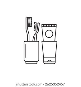 Toothbrush and Toothpaste in Holder Representing Oral Hygiene Care