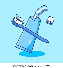 Toothbrush, toothpaste and hygiene for dental care and oral hygiene Vector Illustration Cartoon 
