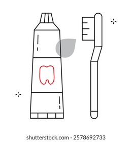 Toothbrush and Toothpaste Hygiene Vector Graphic Icon Design