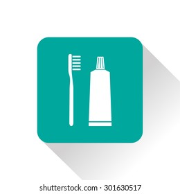 Toothbrush and toothpaste icon