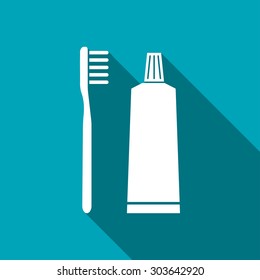 Toothbrush and toothpaste icon