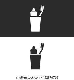 toothbrush with toothpaste icon