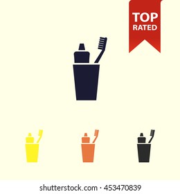 toothbrush with toothpaste icon