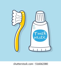 Toothbrush and toothpaste icon.