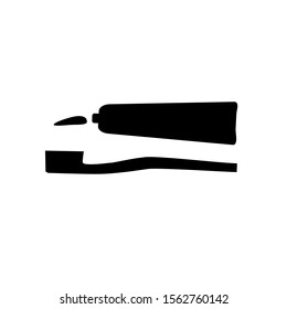 toothbrush and toothpaste icon with black white color