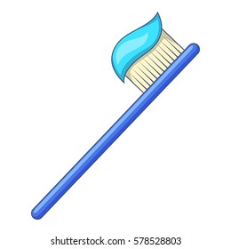 Toothbrush with toothpaste icon. Cartoon illustration of toothbrush with toothpaste vector icon for web