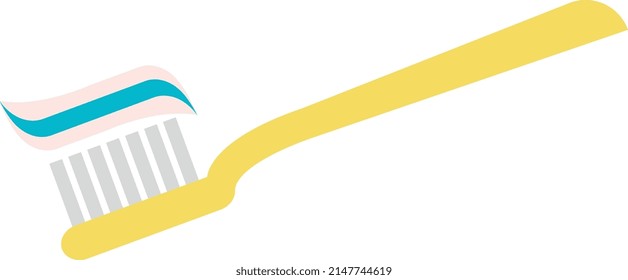 Toothbrush with toothpaste icon. Dental care symbol. Personal hygiene