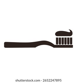 Toothbrush with toothpaste icon Dental care symbol simple black silhouette of a toothbrush. Dental health flat icon